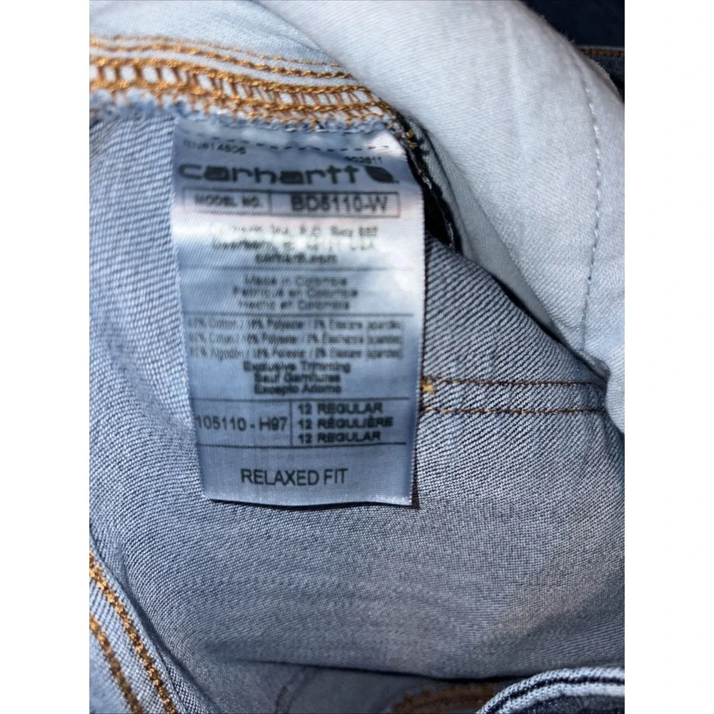 Carhartt Rugged Flex Relaxed Fit Double-Front Jean Size 12 Regular BD5110-W - Picture 9 of 13